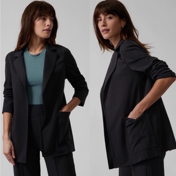 Athleta Eastbound Blazer Black w Pockets Soft sz 16 - Picture 1 of 10